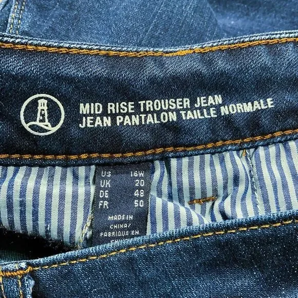 Lands End Womens Jeans sz 16W new Dark Wash Straight Trouser x28" Cotton Stretch - Picture 5 of 11